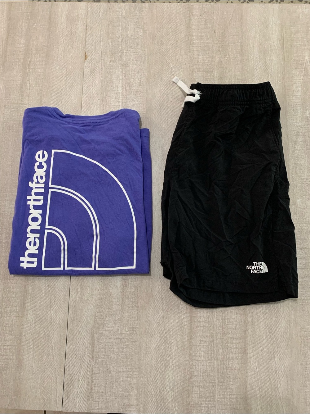 North Face Purple Tee with Black Logo Shorts Set Size Mens Small